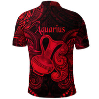 Aquarius Zodiac Polynesian Polo Shirt Unique Style Red LT8 - Polynesian Pride