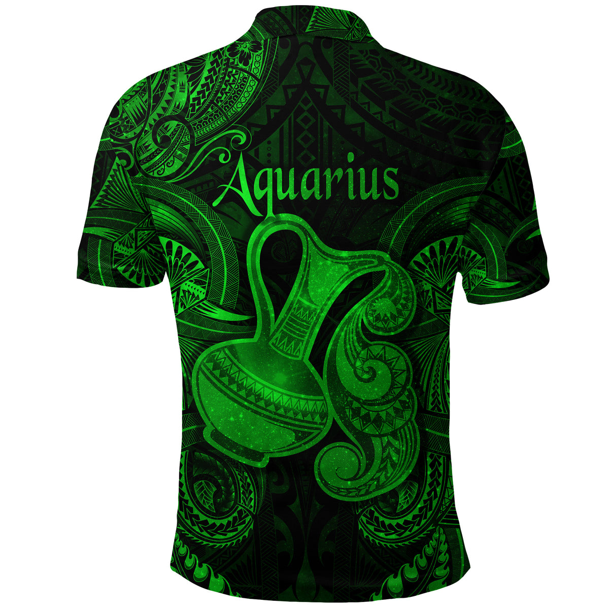 Aquarius Zodiac Polynesian Polo Shirt Unique Style Green LT8 - Polynesian Pride