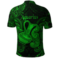 Aquarius Zodiac Polynesian Polo Shirt Unique Style Green LT8 - Polynesian Pride