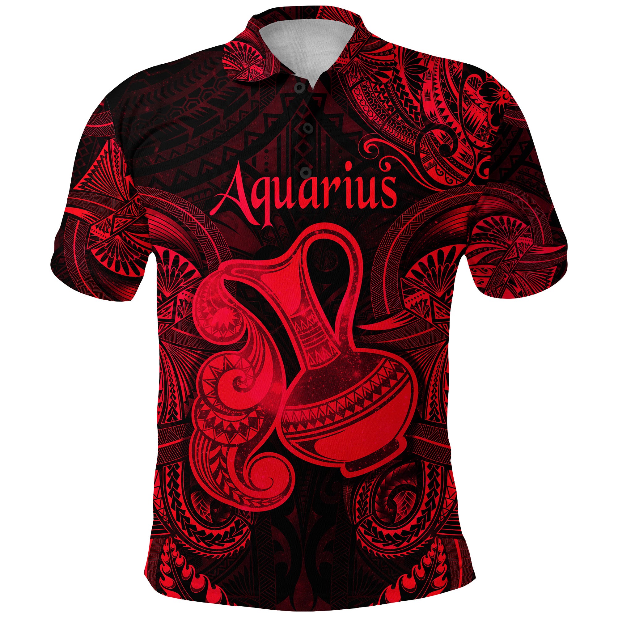 Custom Aquarius Zodiac Polynesian Polo Shirt Unique Style Red LT8 - Polynesian Pride