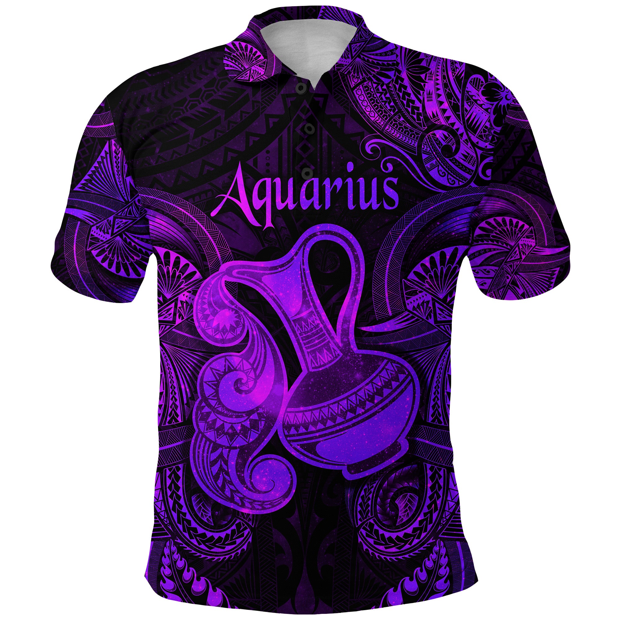 Aquarius Zodiac Polynesian Polo Shirt Unique Style Purple LT8 - Polynesian Pride