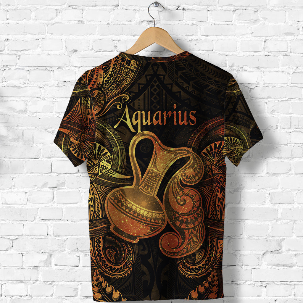 Aquarius Zodiac Polynesian T Shirt Unique Style Gold LT8 - Polynesian Pride