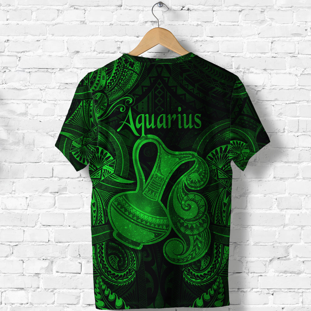 Aquarius Zodiac Polynesian T Shirt Unique Style Green LT8 - Polynesian Pride