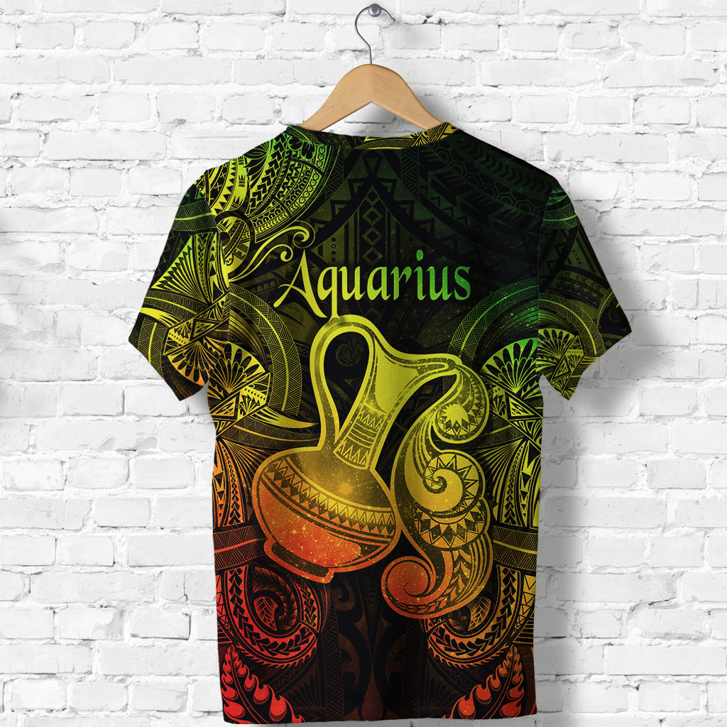 Aquarius Zodiac Polynesian T Shirt Unique Style Reggae LT8 - Polynesian Pride