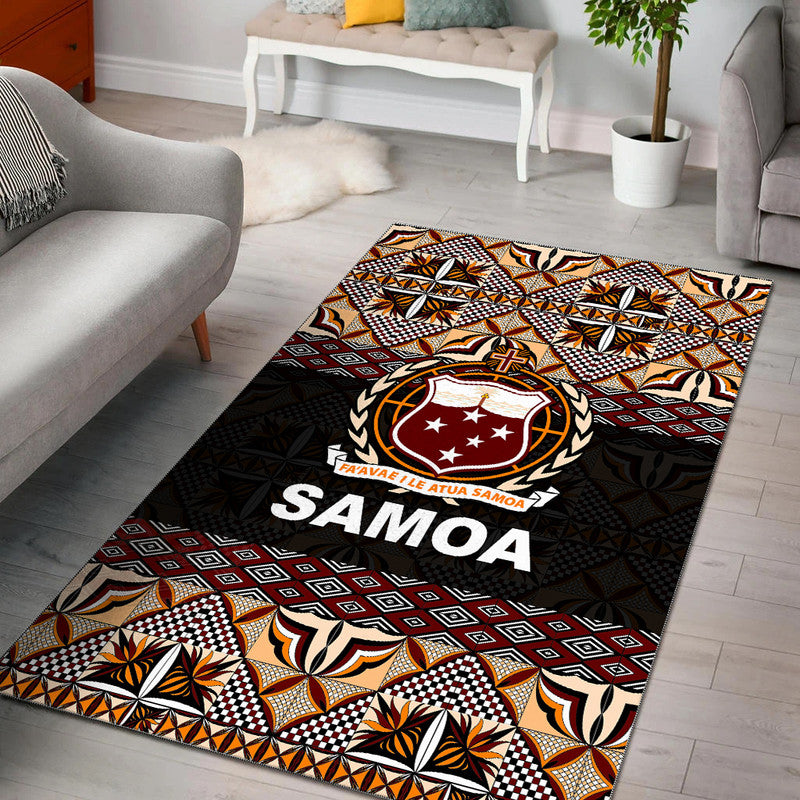 Samoa Area Rug Siapo Patterns LT6 Black - Polynesian Pride