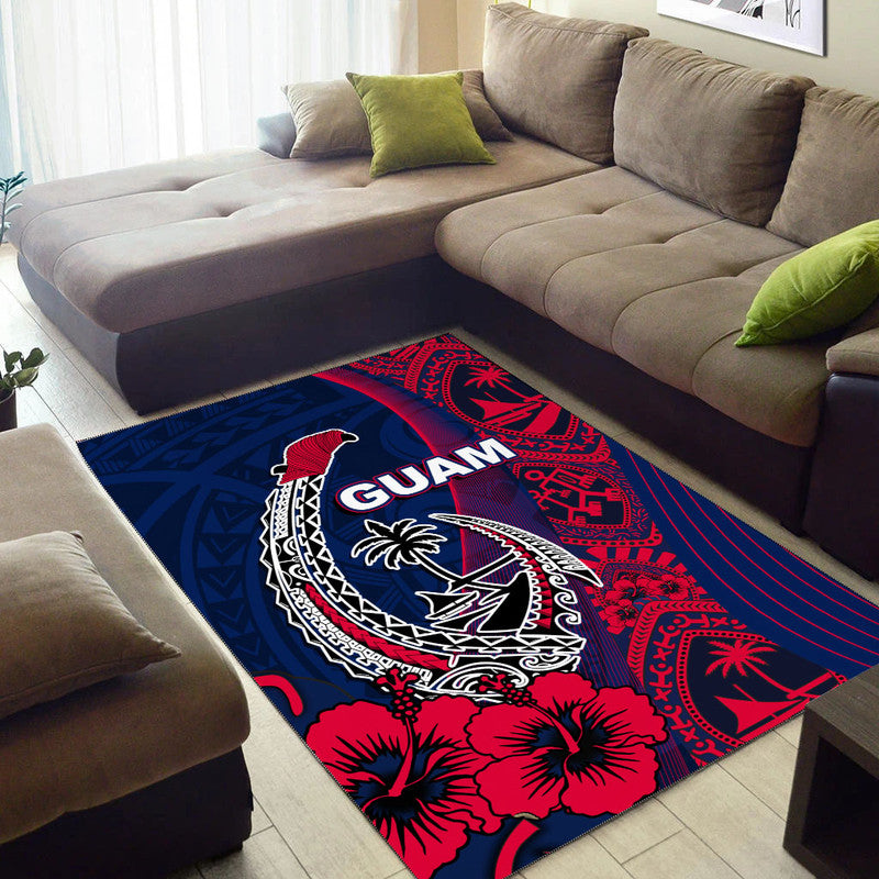 Guam Fish Hook Area Rug Flag Color Style LT6 - Polynesian Pride