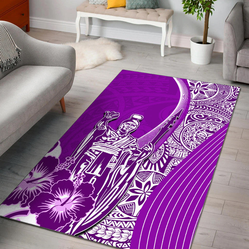 Hawaiian King Kamehameha Area Rug Vibe Purple Style LT6 Purple - Polynesian Pride