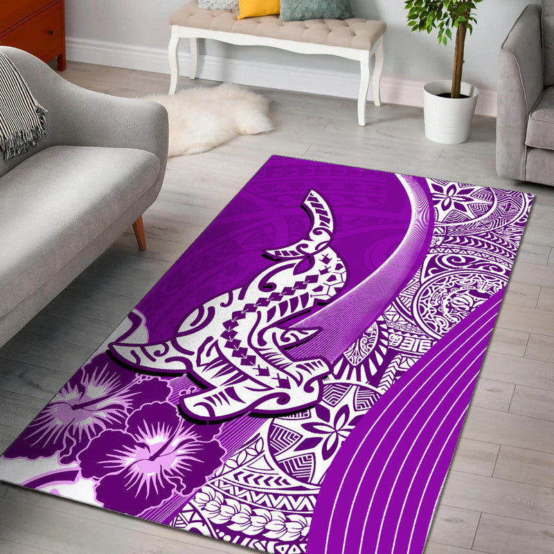 Hawaiian Shark Polynesian Area Rug Vibe Purple Style LT6 Purple - Polynesian Pride