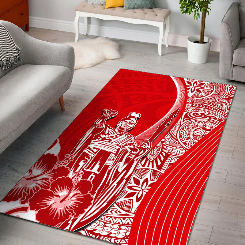 Hawaiian King Kamehameha Area Rug Vibe Red Style LT6 Red - Polynesian Pride