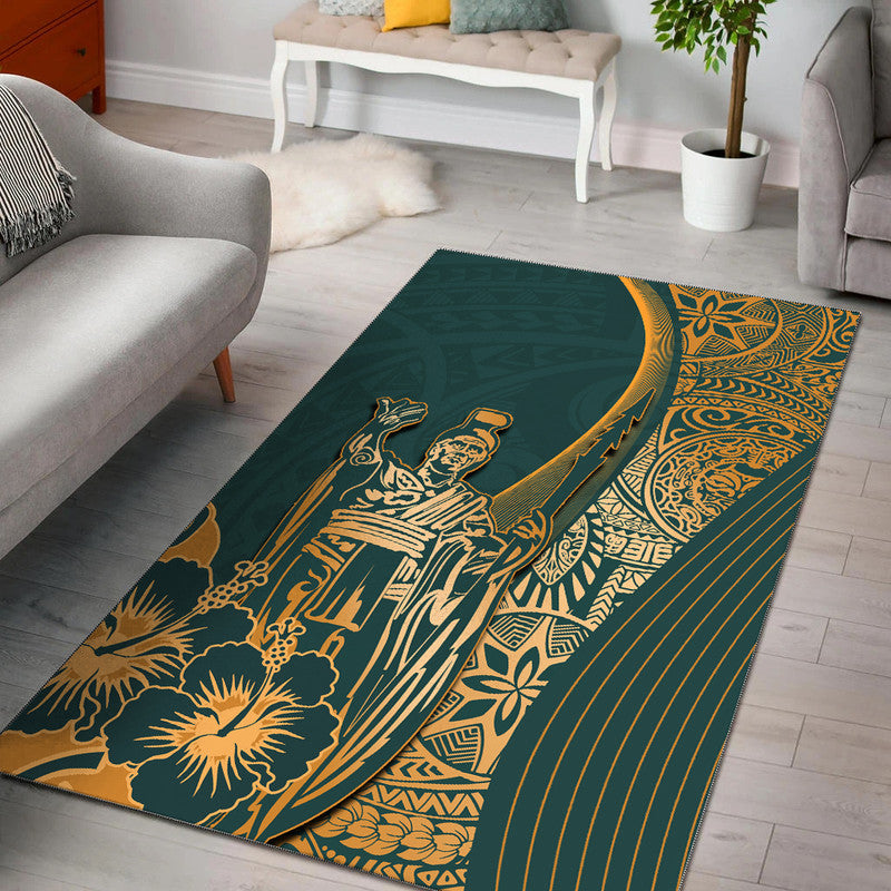 Hawaiian King Kamehameha Area Rug Vibe Green Style LT6 Green - Polynesian Pride