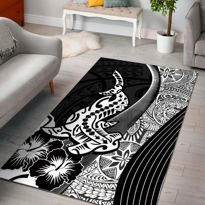 Hawaiian Shark Polynesian Area Rug Vibe Black Style LT6 Black - Polynesian Pride