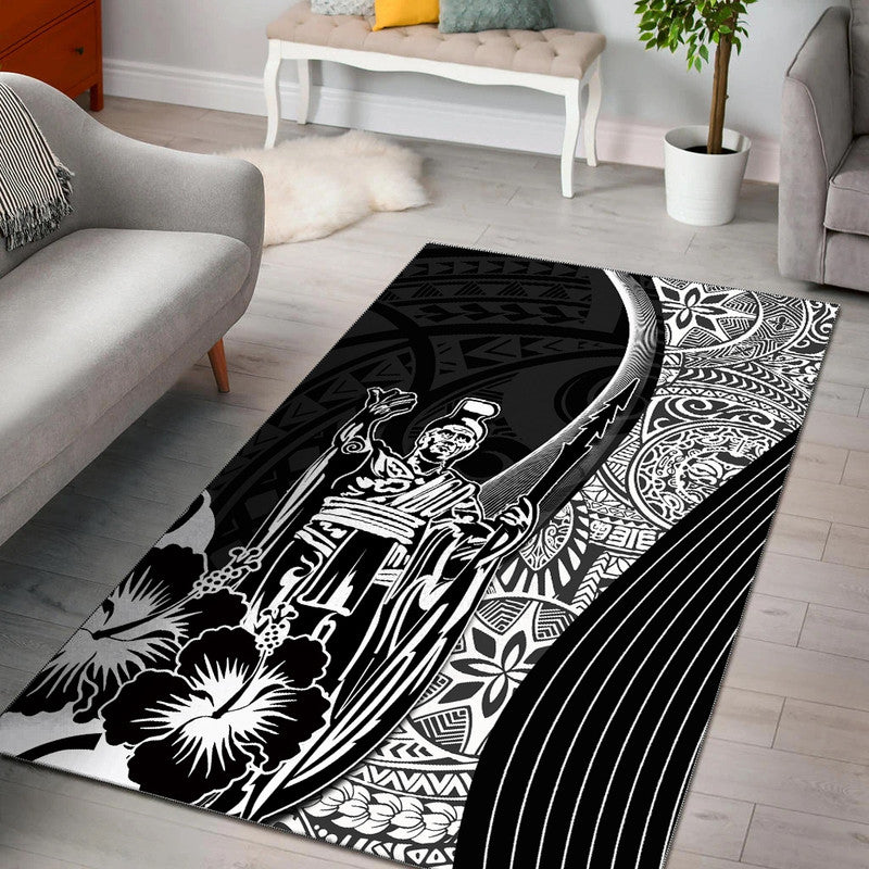 Hawaiian King Kamehameha Area Rug Vibe Black Style LT6 Black - Polynesian Pride