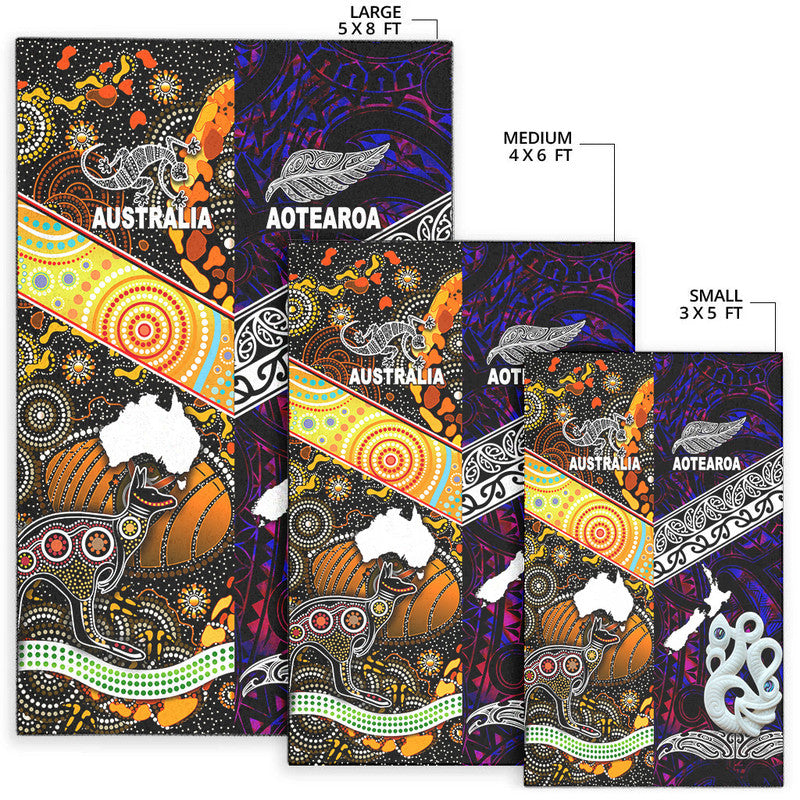 New Zealand Maori Aotearoa And Australia Aboriginal Area Rug Together - Purple LT8 - Polynesian Pride