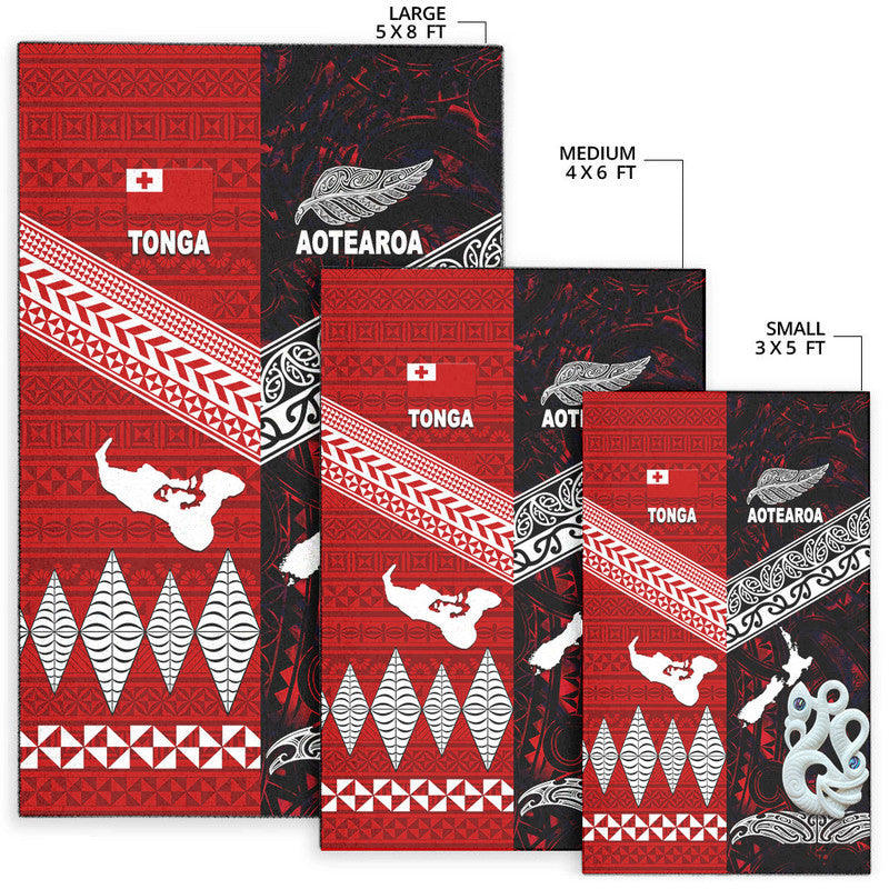 New Zealand And Tonga Area Rug Together - Red LT8 - Polynesian Pride