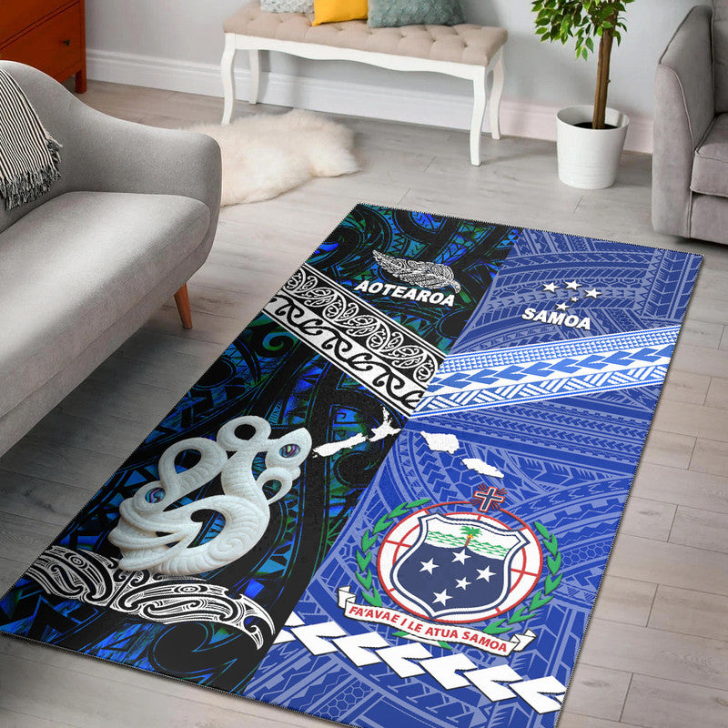 New Zealand And Samoa Area Rug Together - Blue LT8 Blue - Polynesian Pride