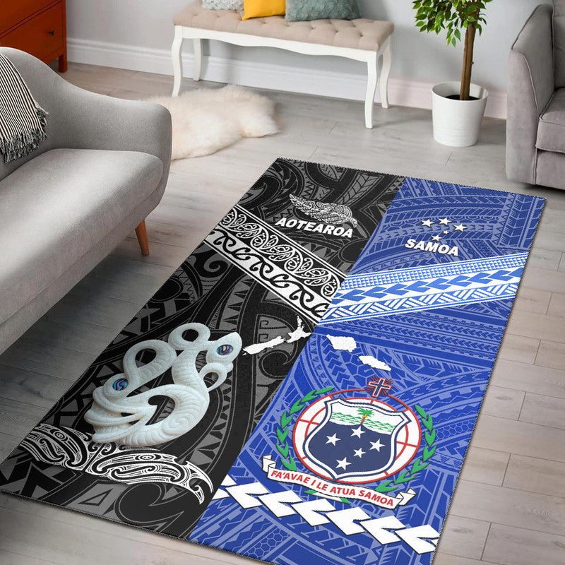 New Zealand And Samoa Area Rug Together - Black LT8 Black - Polynesian Pride