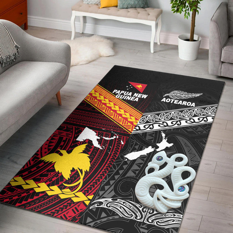 New Zealand And Papua New Guinea Area Rug Together - Black LT8 Black - Polynesian Pride