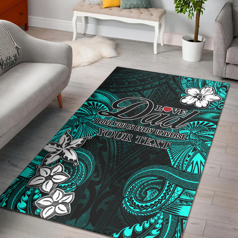 (Custom Personalised) Polynesian Fathers Day Area Rug I Love You In Every Universe - Turquoise LT8 Turquoise - Polynesian Pride