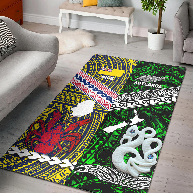 New Zealand And Niue Area Rug Together - Green LT8 Green - Polynesian Pride