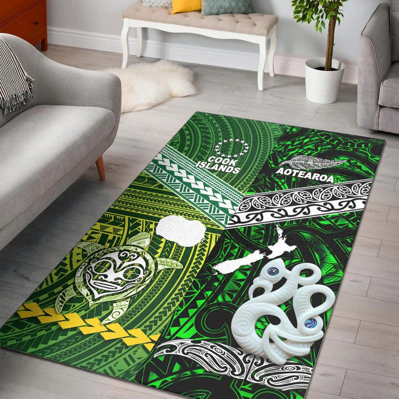 New Zealand And Cook Islands Area Rug Together - Green LT8 Green - Polynesian Pride