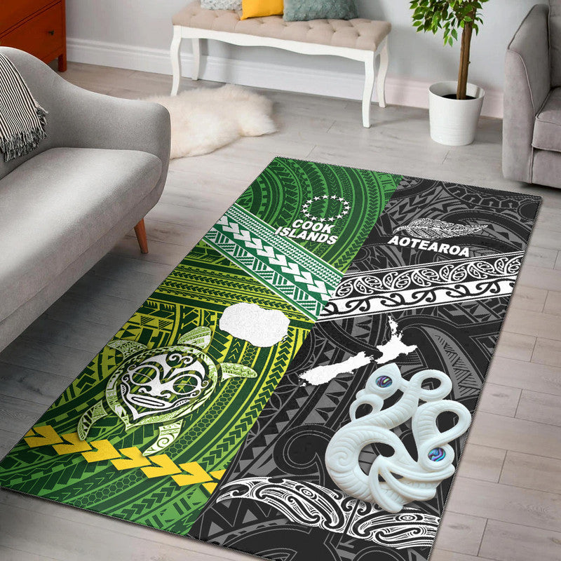 New Zealand And Cook Islands Area Rug Together - Black LT8 Black - Polynesian Pride