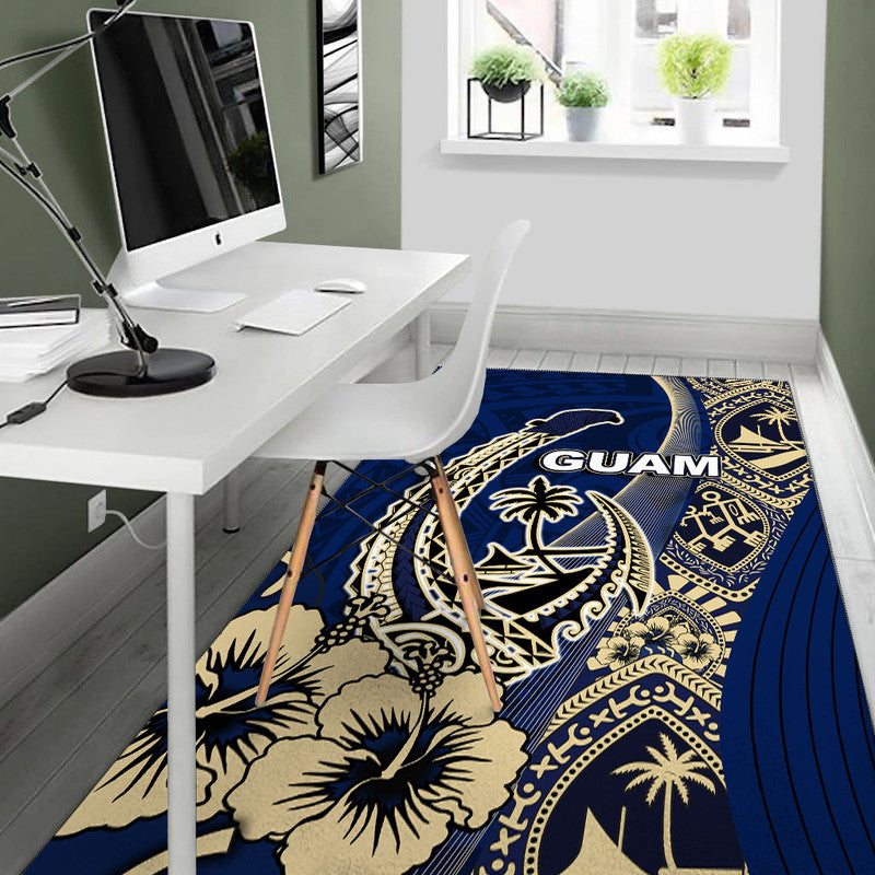 Guam Fish Hook Area Rug Blue Style LT6 - Polynesian Pride