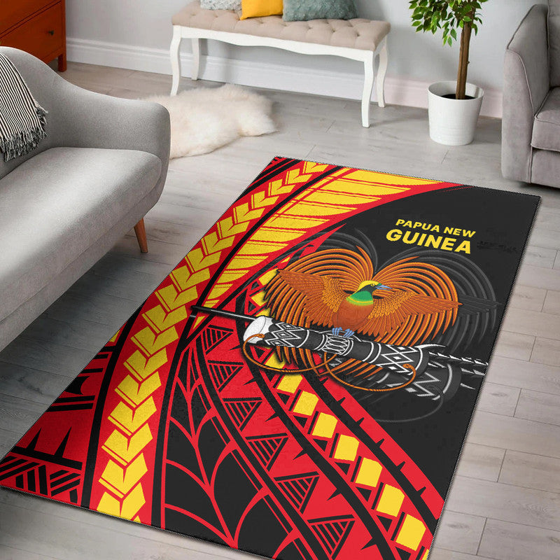 Papua New Guinea Area Rug The Greater Bird of Paradise LT9 Black - Polynesian Pride