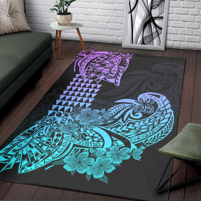 Hawaii Kakau Area Rug Polynesian Floral Tribal Heliotrope Version LT9 Heliotrope - Polynesian Pride