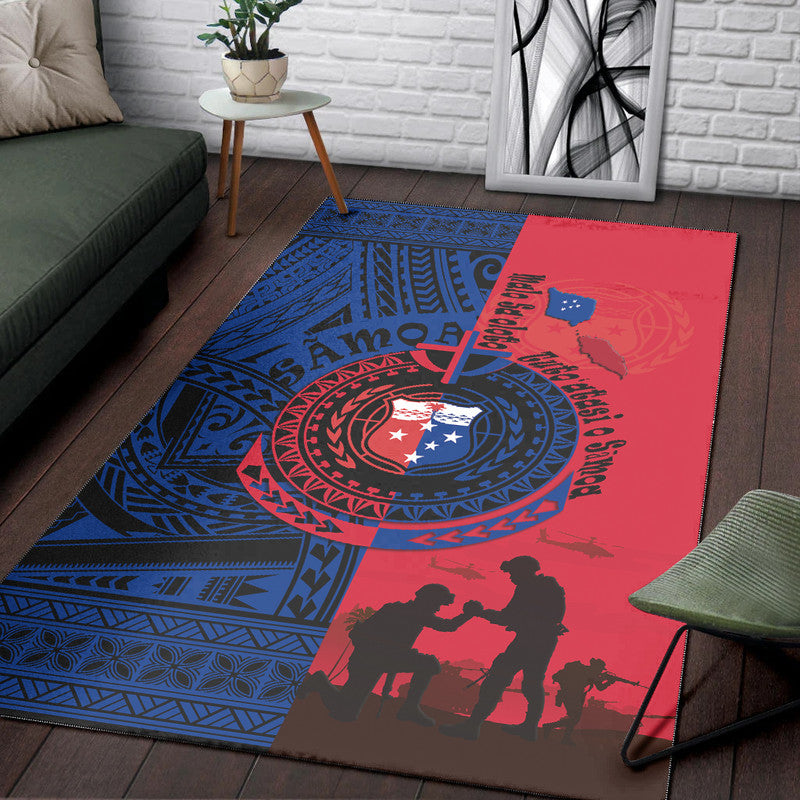 Samoa Independence Day Quotes Area Rug Military Polynesian Pattern LT9 - Polynesian Pride