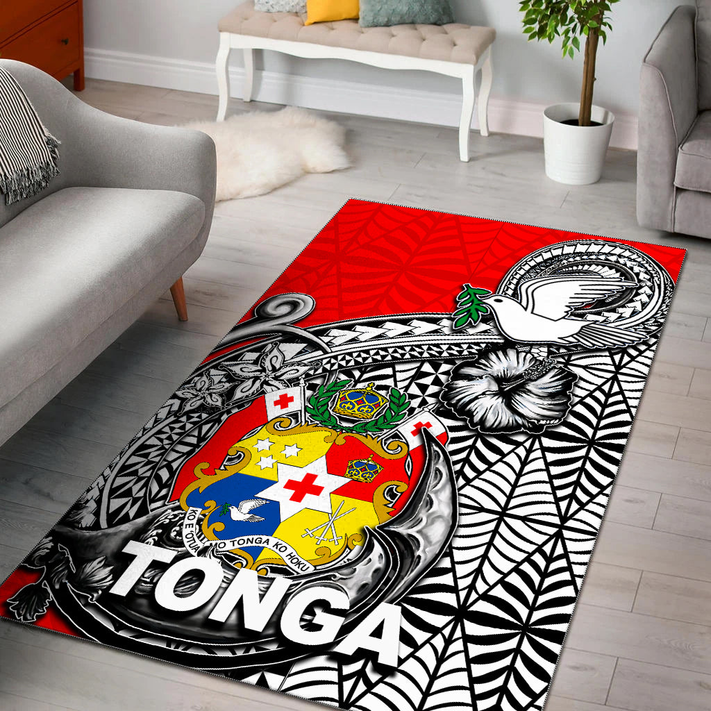 Tonga Hook Tattoo Area Rug White LT6 - Polynesian Pride