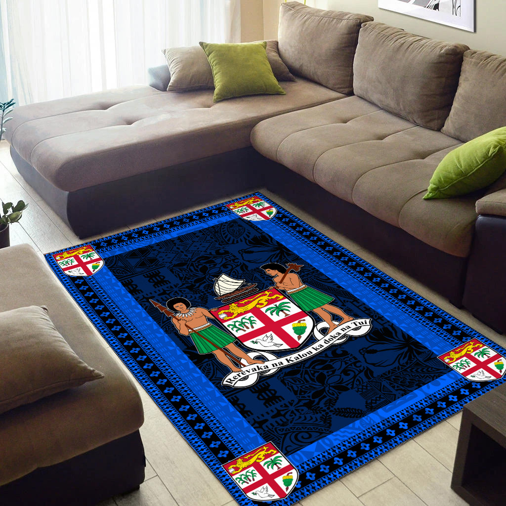 Fiji Area Rug Black And Blue Style No.1 LT6 - Polynesian Pride