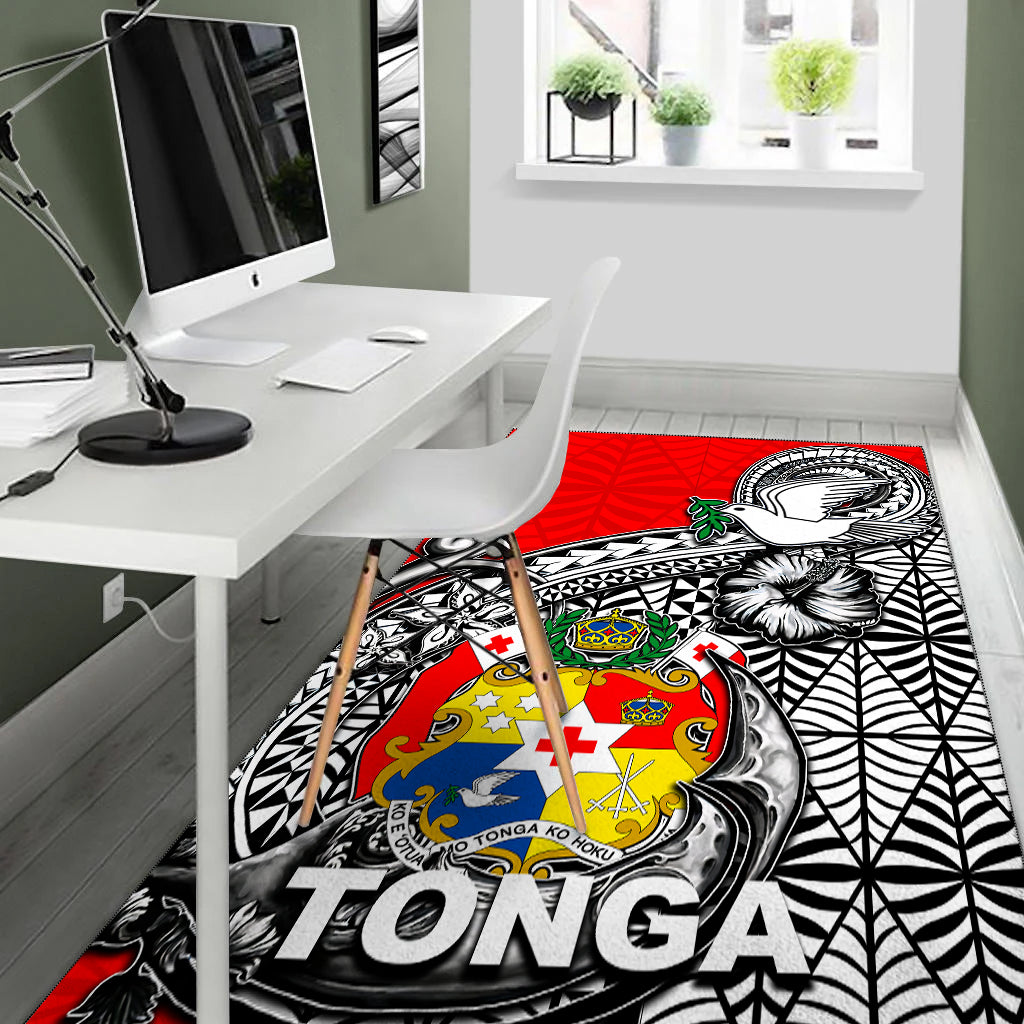 Tonga Hook Tattoo Area Rug White LT6 - Polynesian Pride