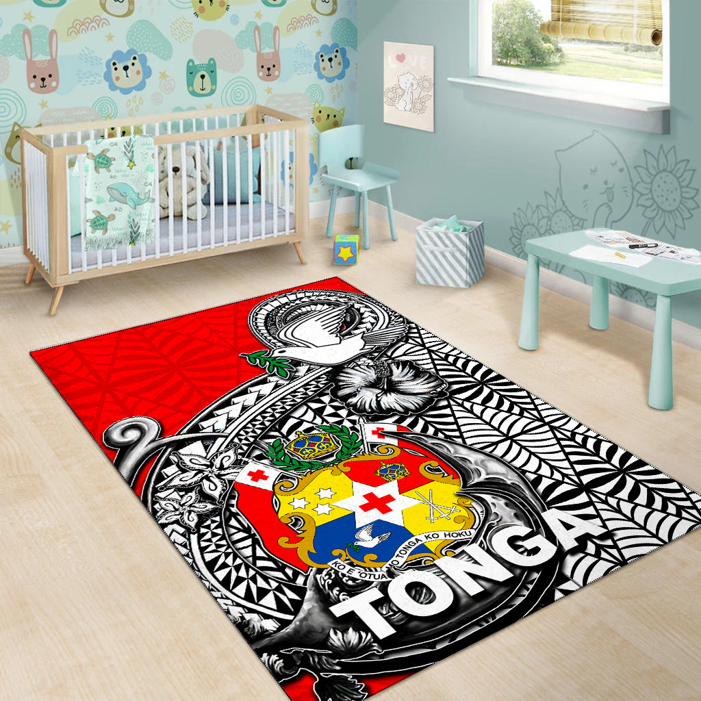 Tonga Hook Tattoo Area Rug White LT6 - Polynesian Pride
