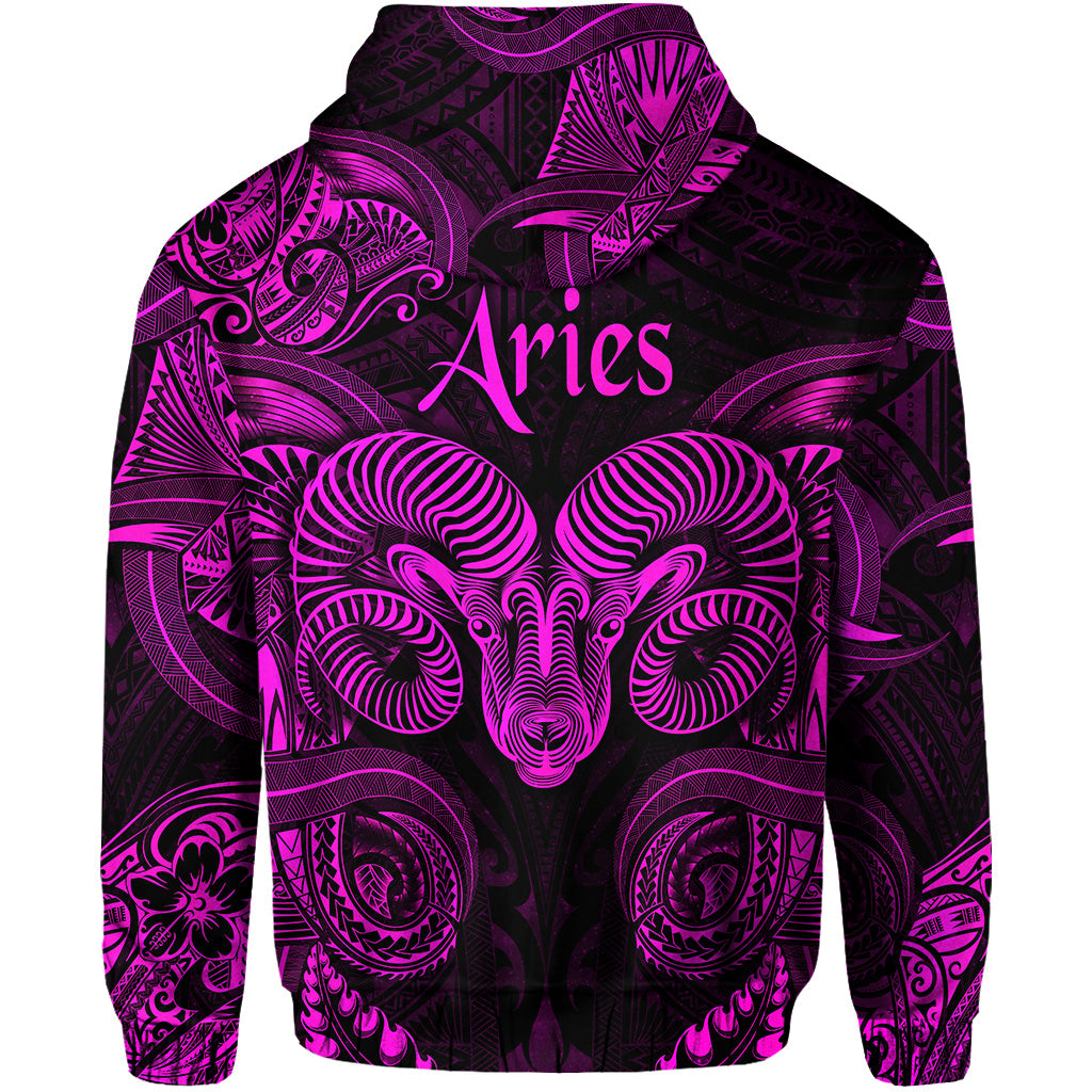 Aries Zodiac Polynesian Zip Hoodie Unique Style Pink LT8 - Polynesian Pride