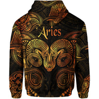 Aries Zodiac Polynesian Zip Hoodie Unique Style Gold LT8 - Polynesian Pride