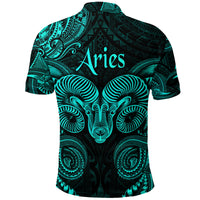 Aries Zodiac Polynesian Polo Shirt Unique Style Turquoise LT8 - Polynesian Pride