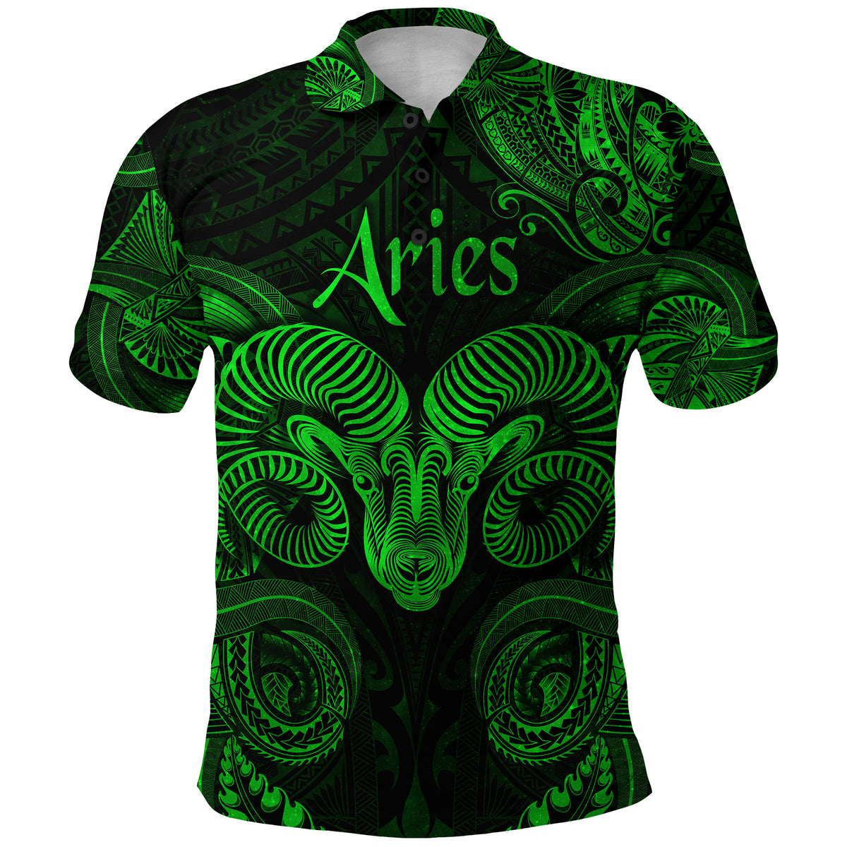 Aries Zodiac Polynesian Polo Shirt Unique Style Green LT8 - Polynesian Pride
