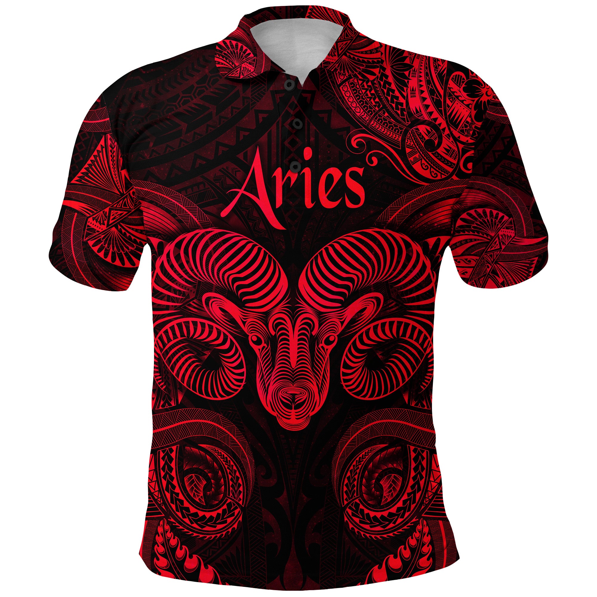 Custom Aries Zodiac Polynesian Polo Shirt Unique Style Red LT8 - Polynesian Pride