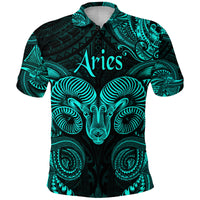 Custom Aries Zodiac Polynesian Polo Shirt Unique Style Turquoise LT8 - Polynesian Pride