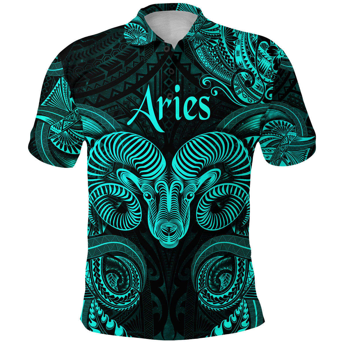 Aries Zodiac Polynesian Polo Shirt Unique Style Turquoise LT8 - Polynesian Pride