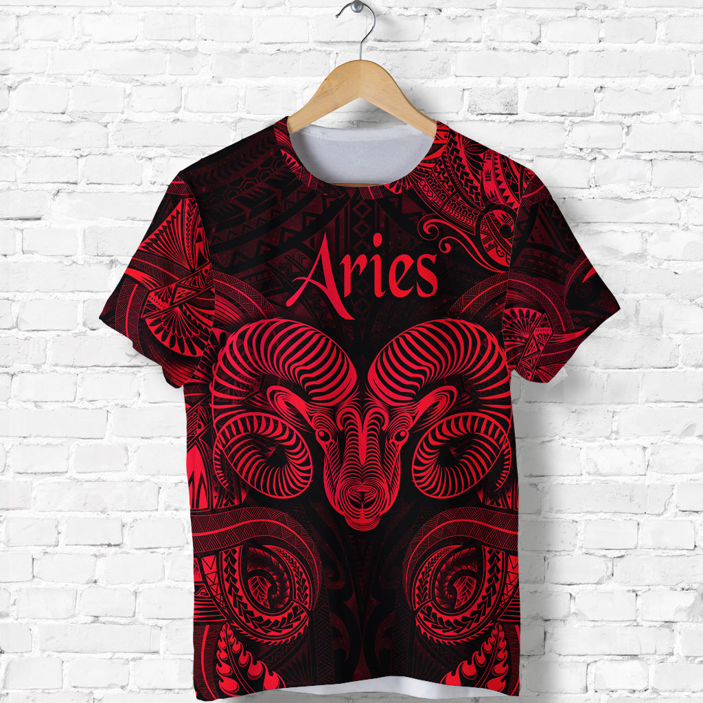 Custom Aries Zodiac Polynesian T Shirt Unique Style Red LT8 - Polynesian Pride