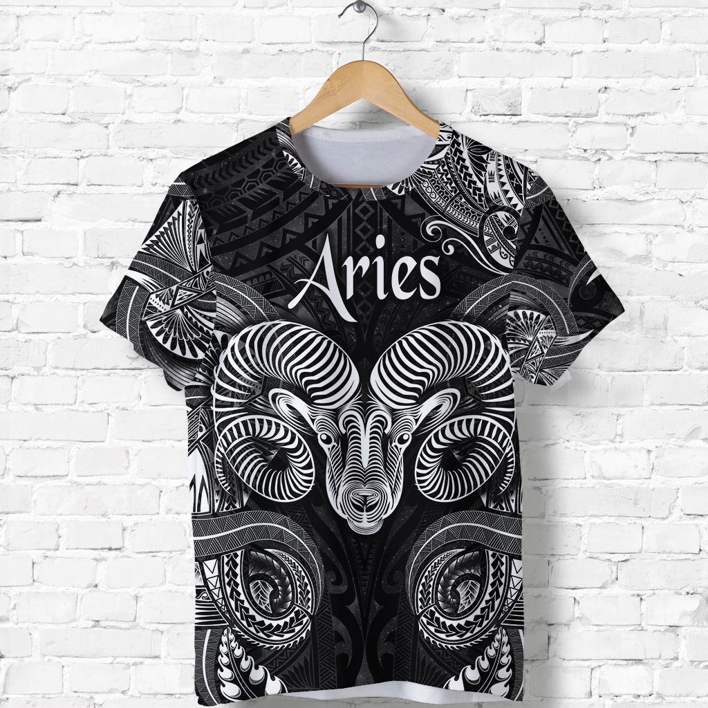 Custom Aries Zodiac Polynesian T Shirt Unique Style Black LT8 - Polynesian Pride