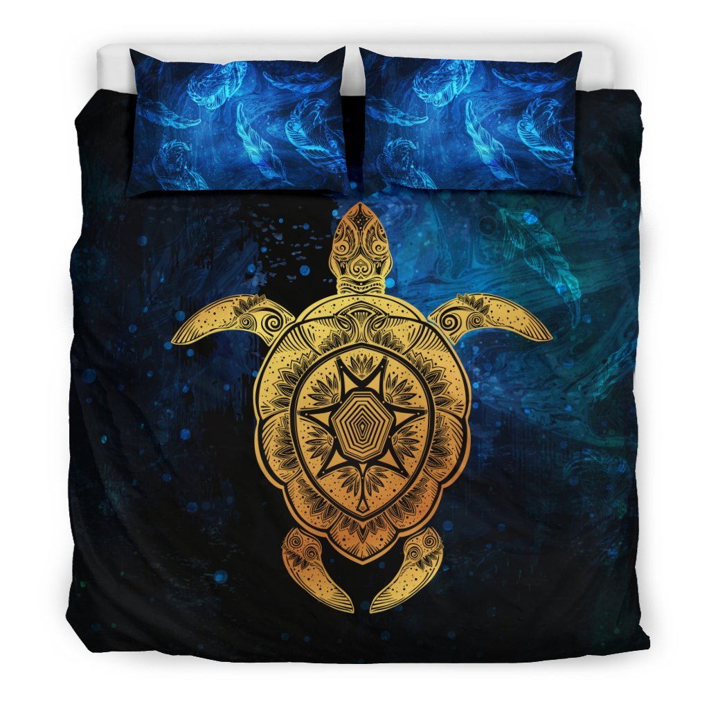 Hawaiian Duvet Cover Set - Sea Turtle Tattoo - Polynesian Pride