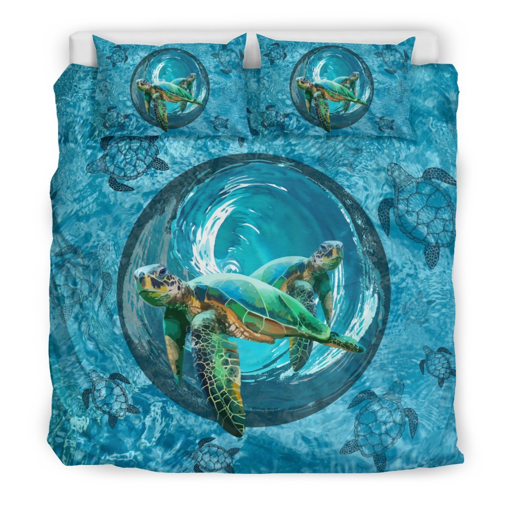 Hawaiian Duvet Cover Set - Deep Sea Turtle A0 - Polynesian Pride