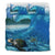 Hawaii Duvet Cover Set - Sea Turtle Wave Blue - Polynesian Pride