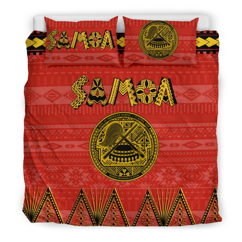 American Samoa Duvet Cover Set - American Samoa Seal Black - Polynesian Pride