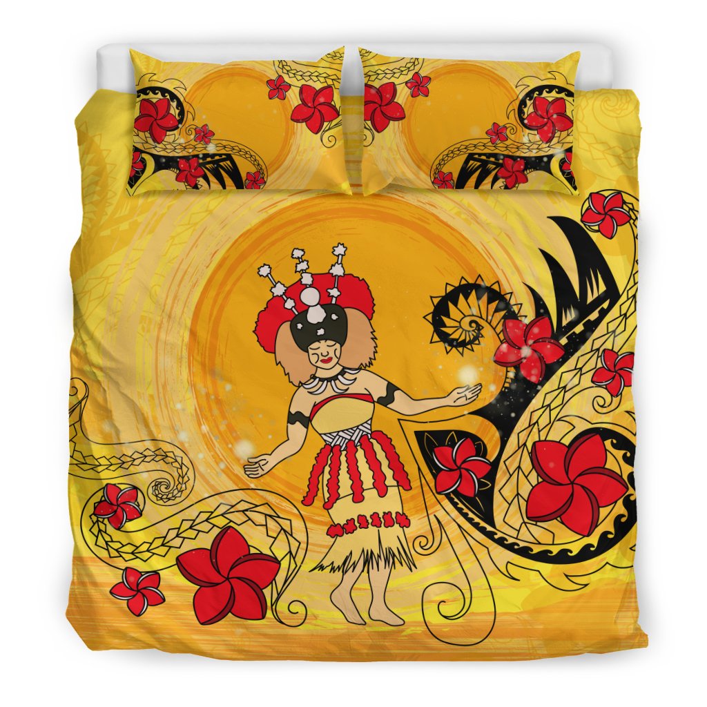 Samoan Girl Polynesian Duvet Cover Set Yellow - Polynesian Pride