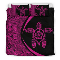 Hawaiian Hibiscus Turtle Polynesian Bedding Set-Circle Style Pink - Polynesian Pride