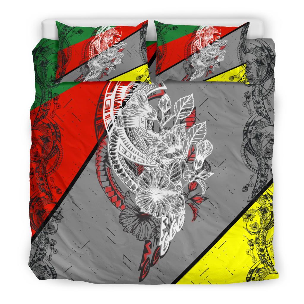 Hawaii Duvet Cover Set - Polynesian Hibiscus Flowers Black - Polynesian Pride