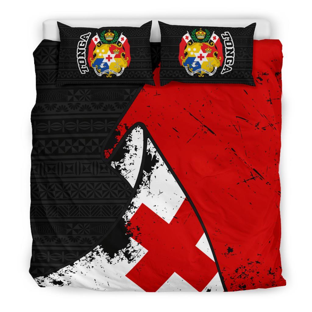 Tonga Duvet Cover Set - Special Grunge Flag Black - Polynesian Pride